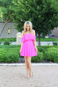 Pink Off-the-Shoulder Dress – Champagne & Chanel