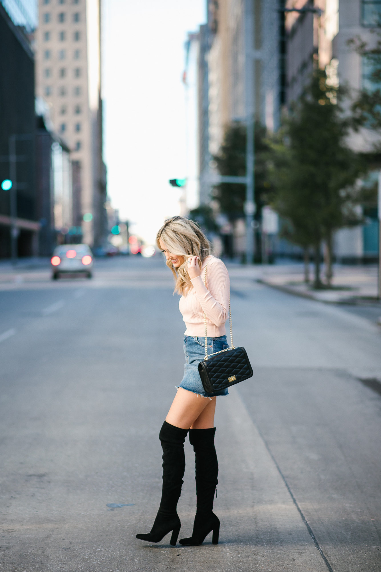 Mini skirt outlet and sweater outfit