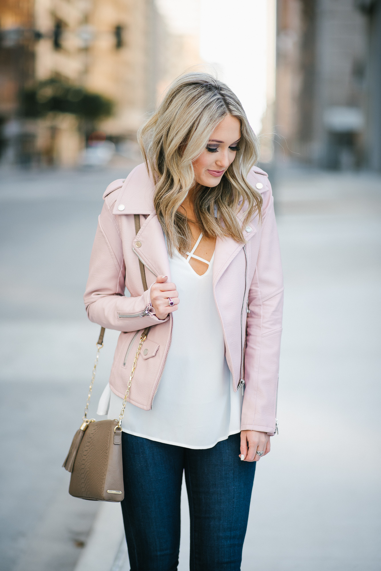 Pale Pink Leather Jacket | Varsity Apparel Jackets