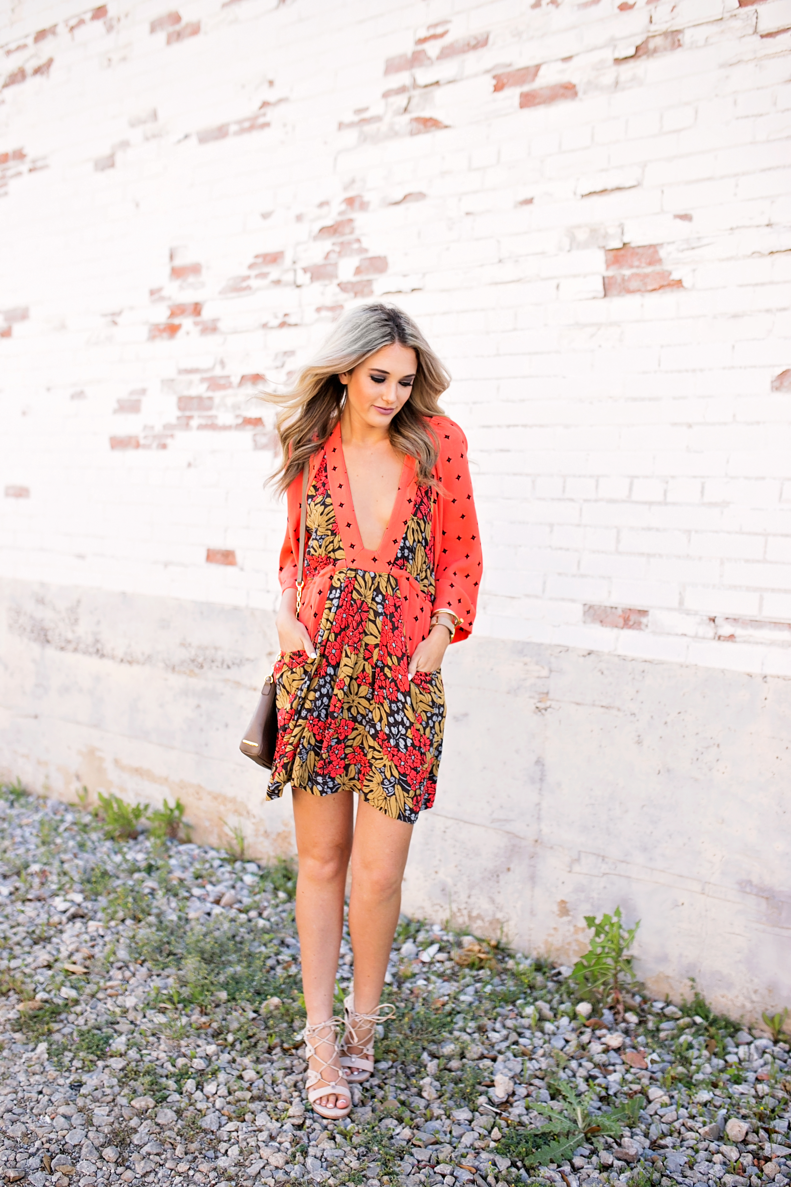 Free people clearance orange floral dress