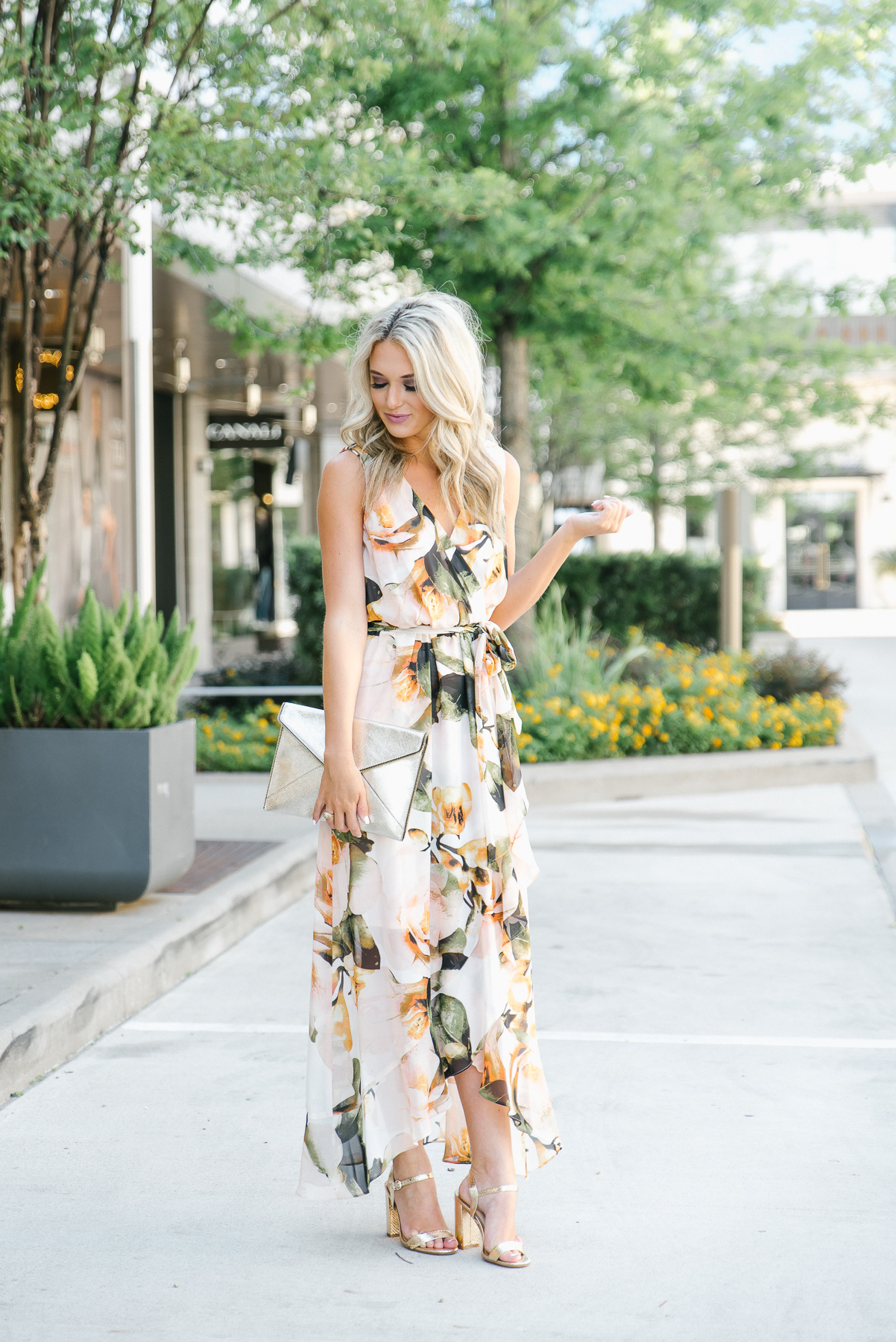 Floral Maxi Dress Champagne & Chanel Floral Maxi Dress Champagne & Chanel