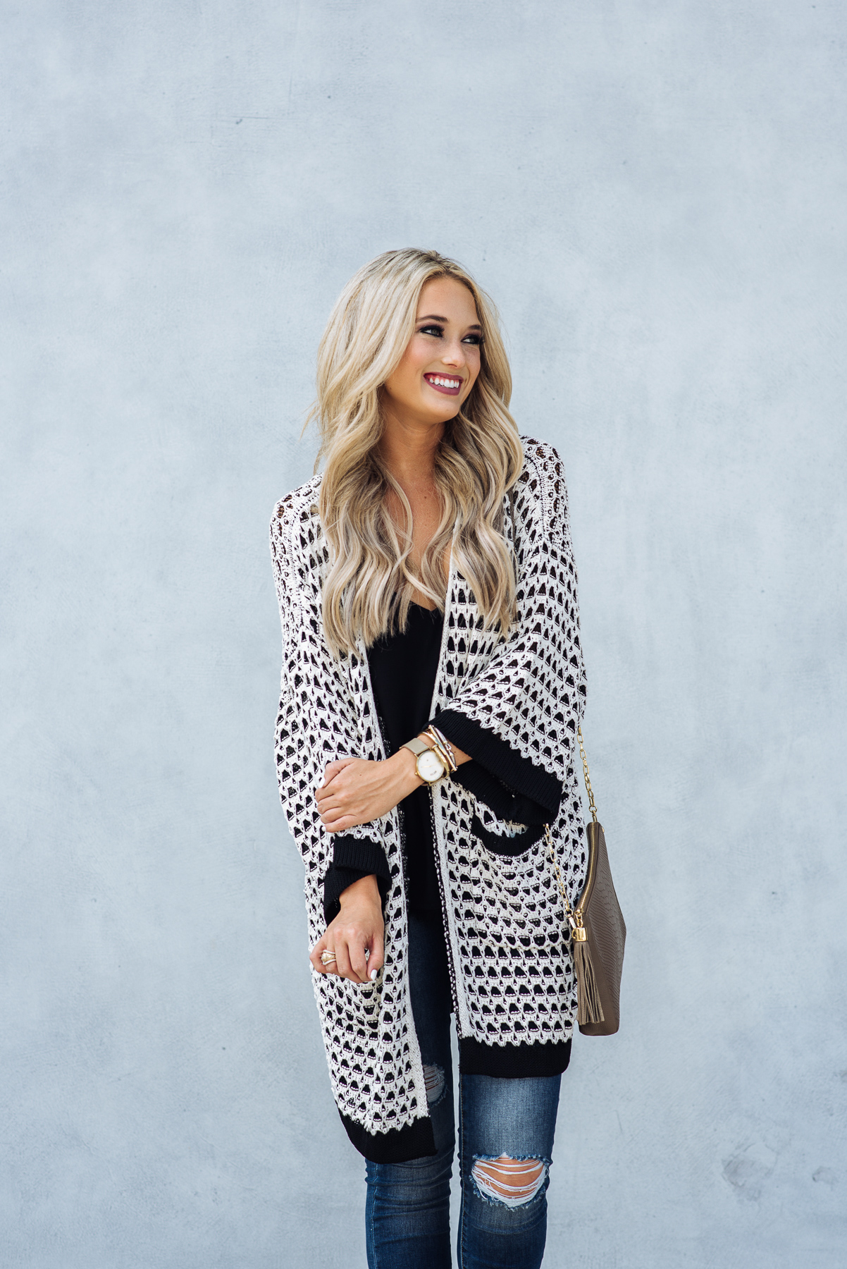 Black and White Cardigan – Champagne & Chanel