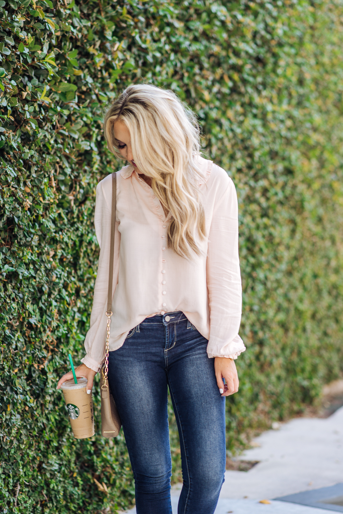 Pink Button Down Top with Modcloth – Champagne & Chanel
