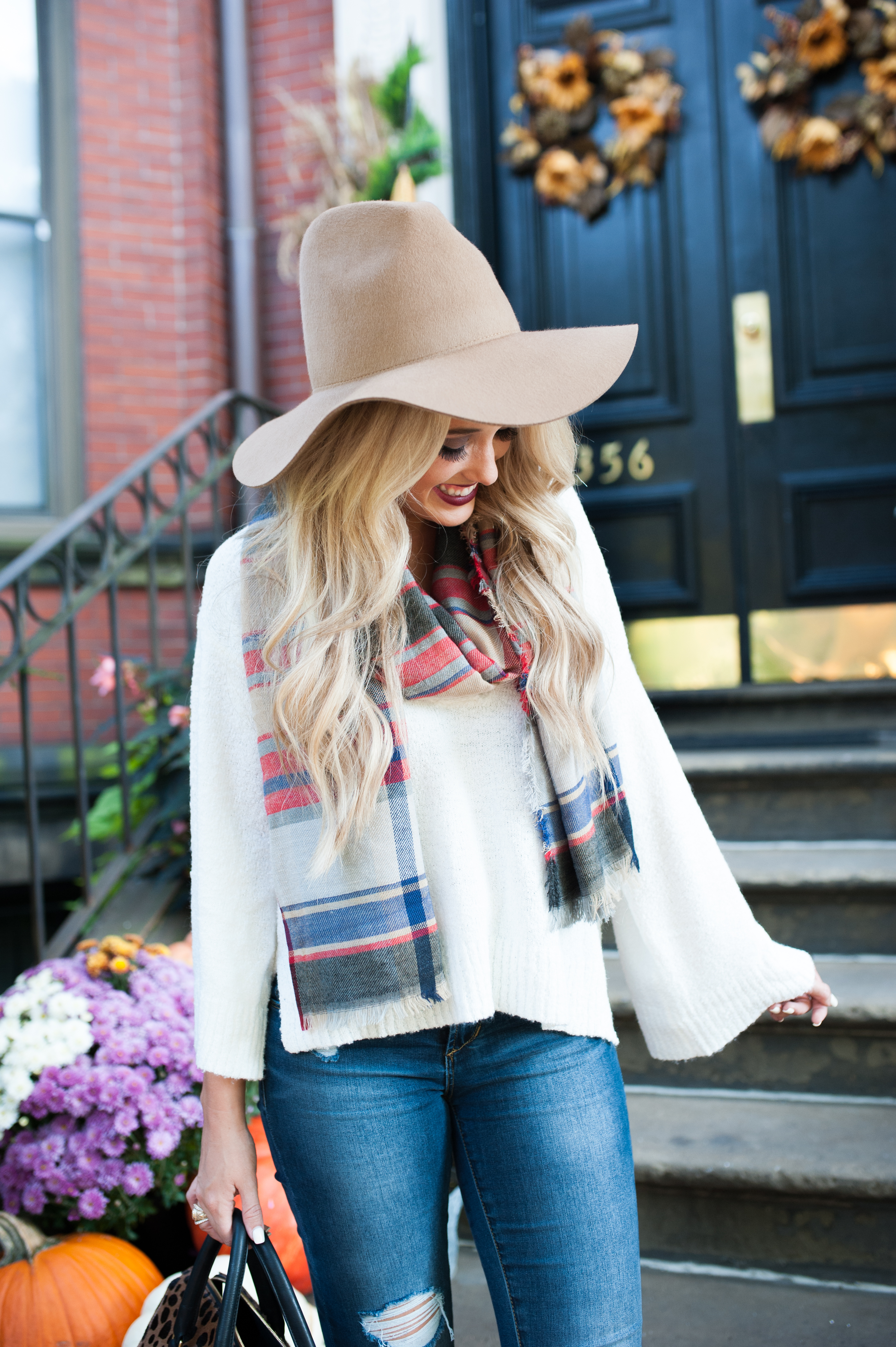sweater and blanket scarf