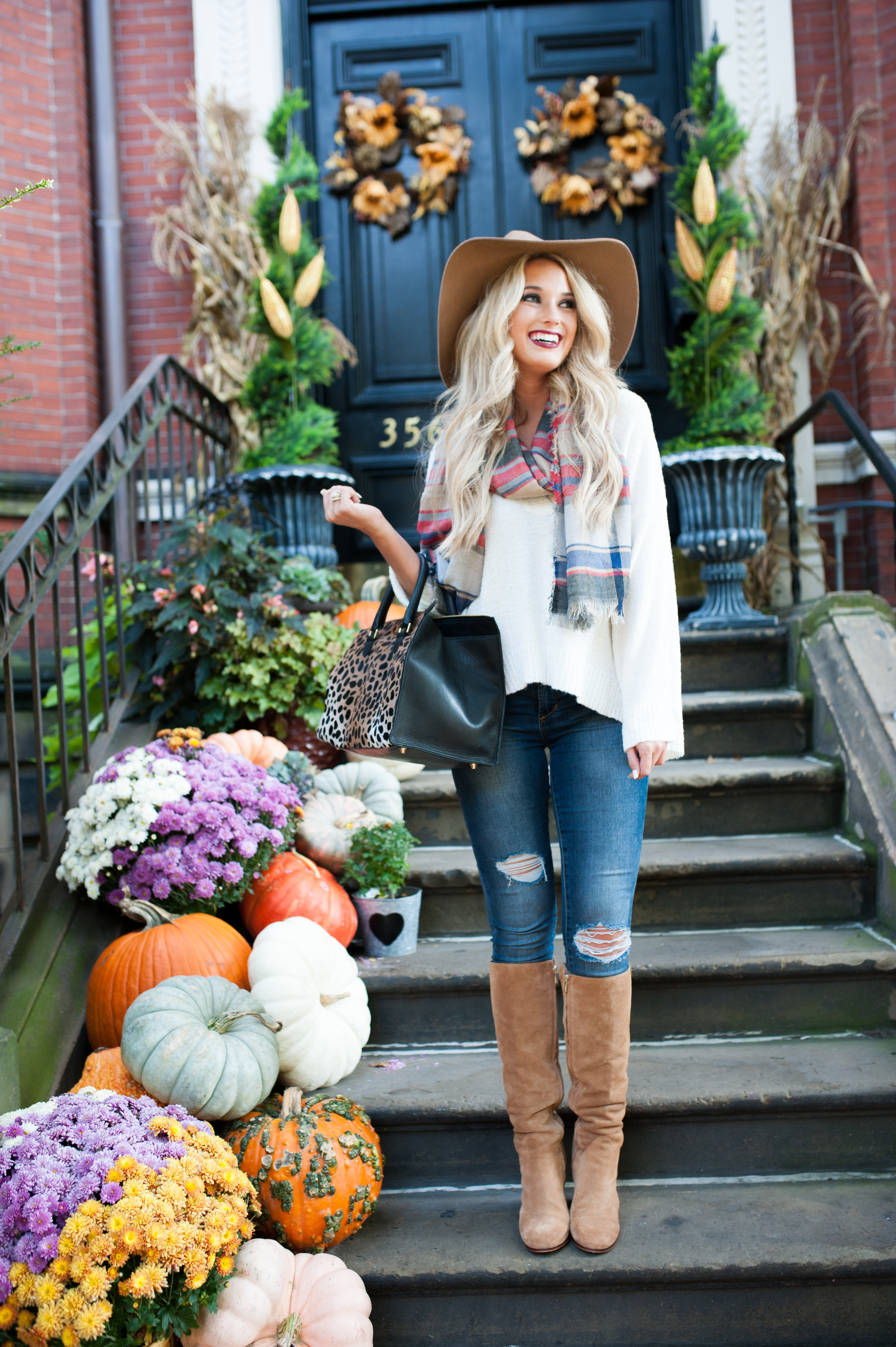 sweater and blanket scarf