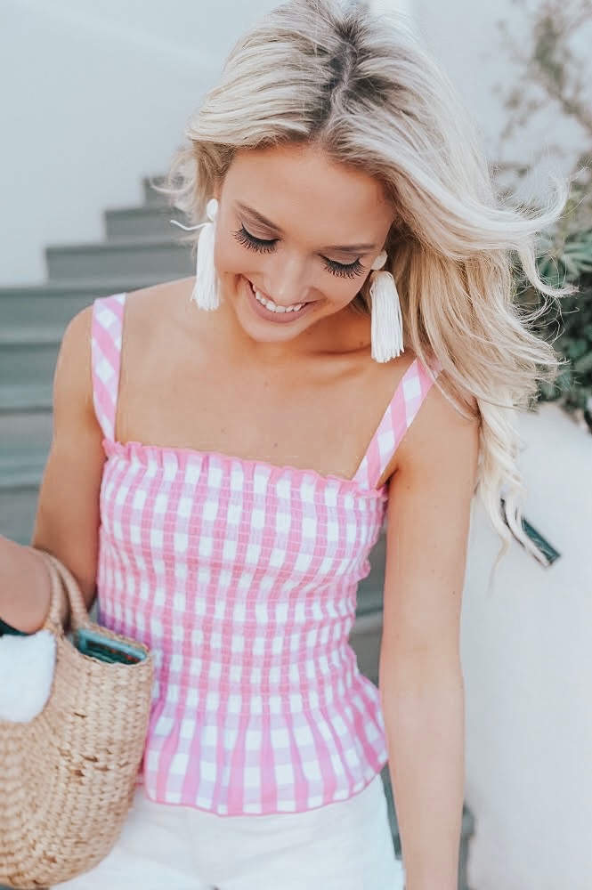 pink gingham top